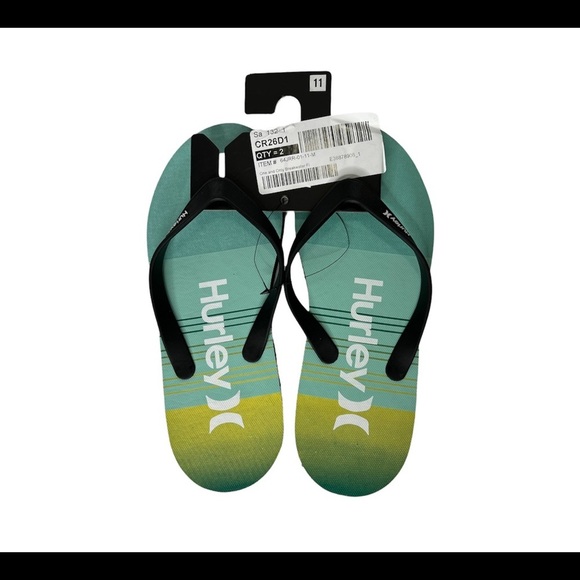 Hurley Mens size 9 Flip Flops Slides blue teal black Sandals Breakwater slides - Picture 6 of 13